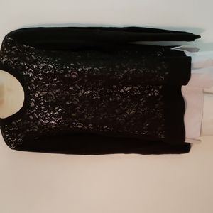 Simply Vera Vera Wang sweater size L.  Lace front with a white satin underlining
